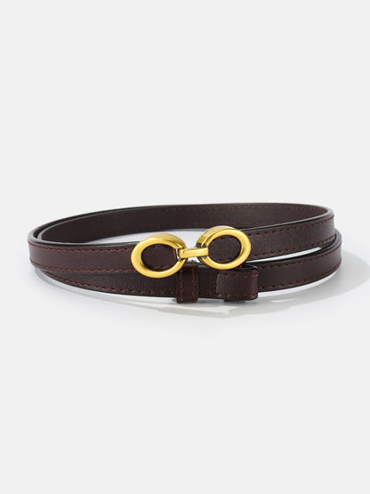 Damen Leder Gürtel Schmal Goldschnalle