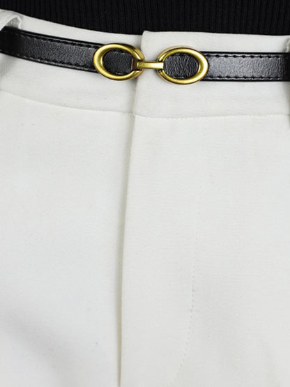 Damen Leder Gürtel Schmal Goldschnalle