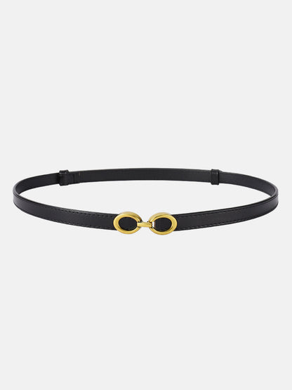 Damen Leder Gürtel Schmal Goldschnalle
