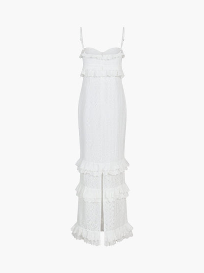 es Damenkleid Spitze Rüschen Elegant
