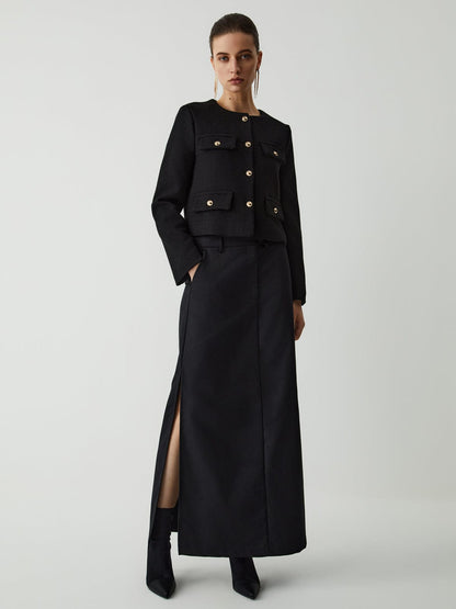 Damen Tweedjacke Klassisch Goldknöpfe Elegante