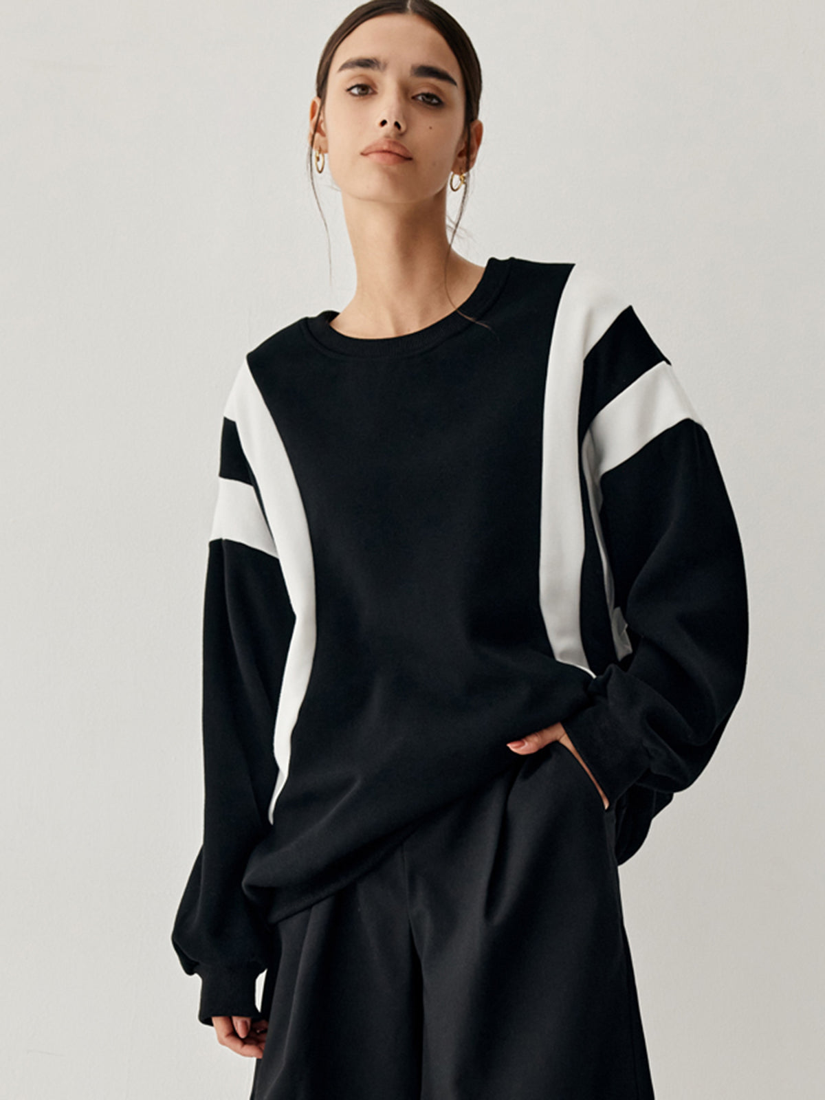 Fay Damen Pullover Grobstrick Seitenstreifen