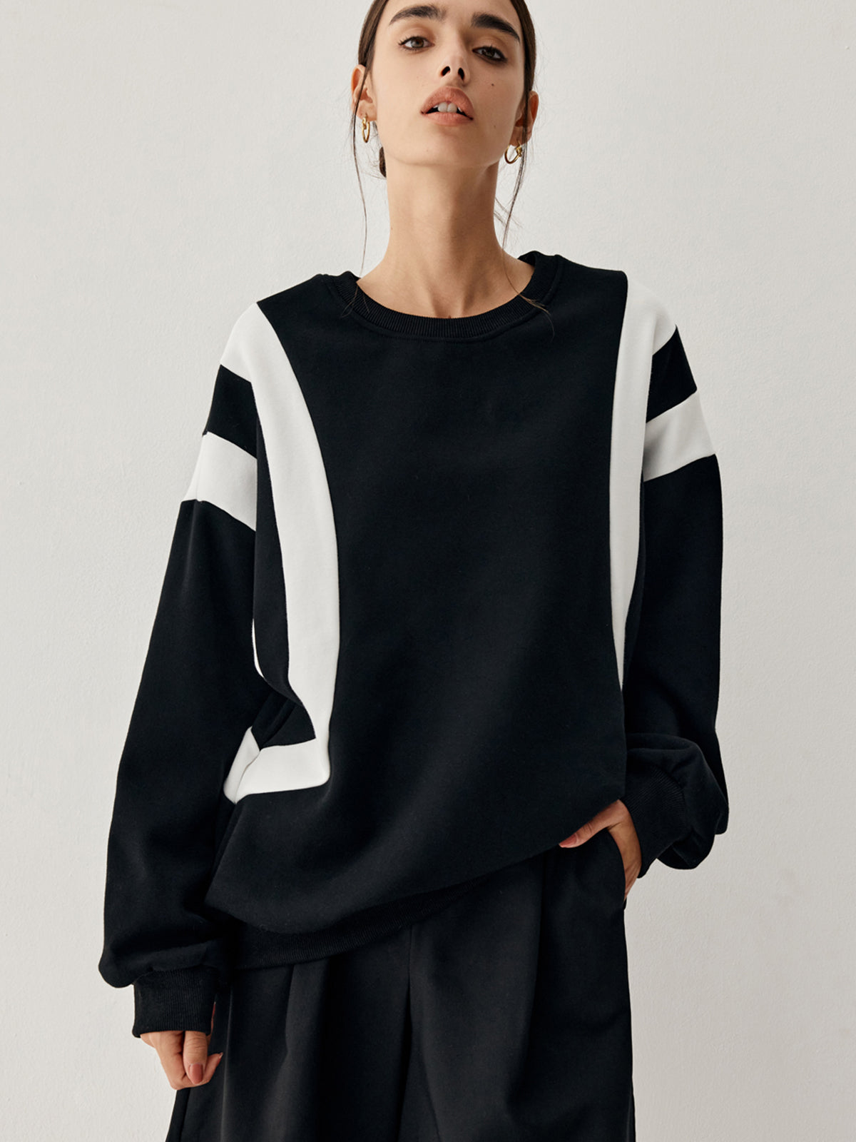 Fay Damen Pullover Grobstrick Seitenstreifen