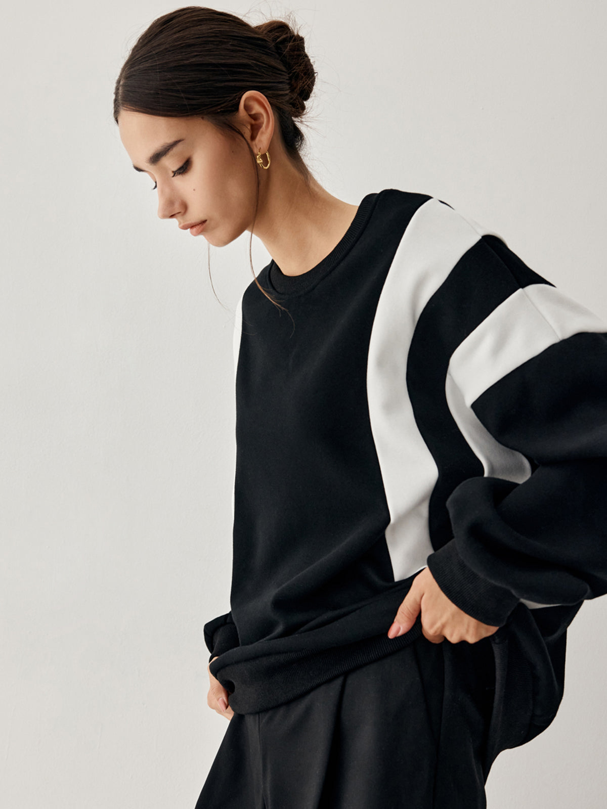 Fay Damen Pullover Grobstrick Seitenstreifen