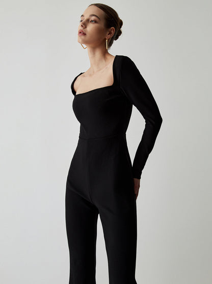 Damen Jumpsuit Schwarz Komfortabel Elegant - Norvielle