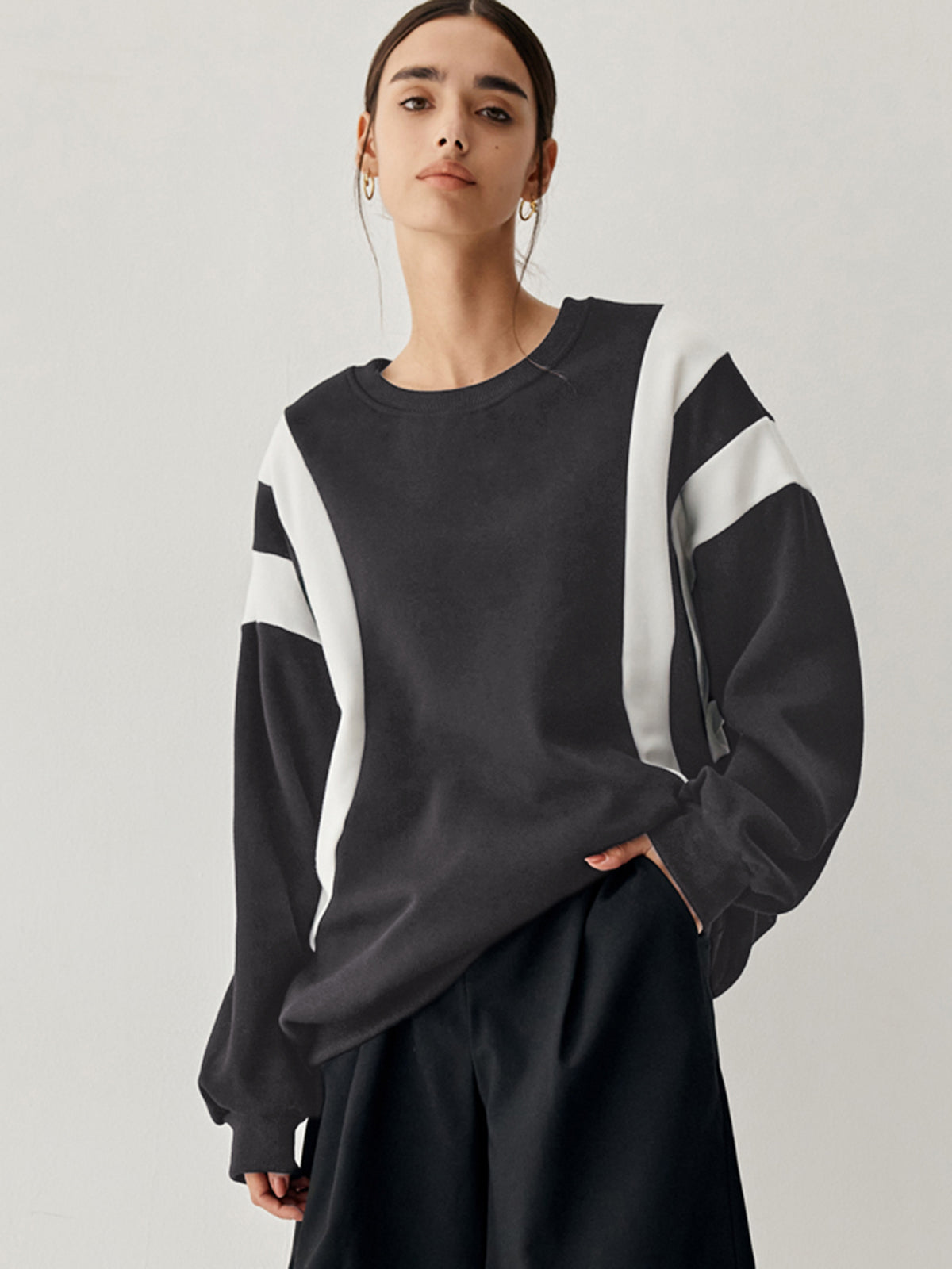 Fay Damen Pullover Grobstrick Seitenstreifen