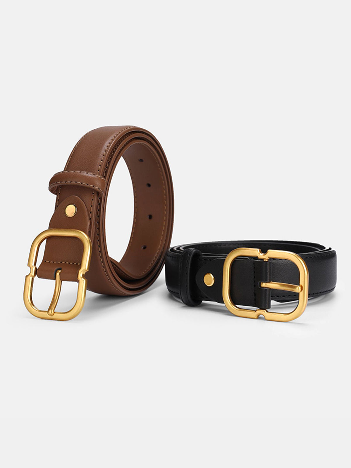 Damen Gürtel Minimalistisch Goldene Schnalle