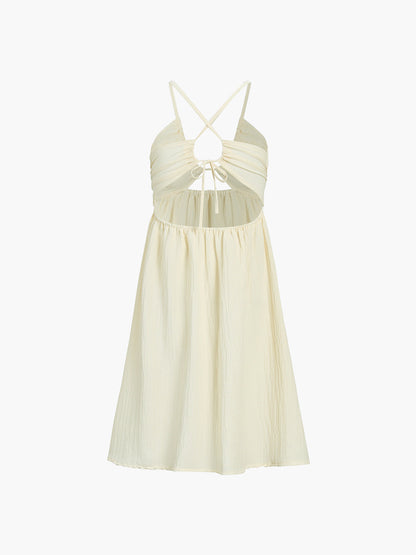 Damen Sommerkleid Midikleid Spitze Cut-Out Design