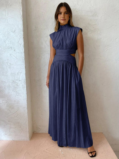 Damen Maxikleid Stehkragen Cut-Outs Modern - Norvielle