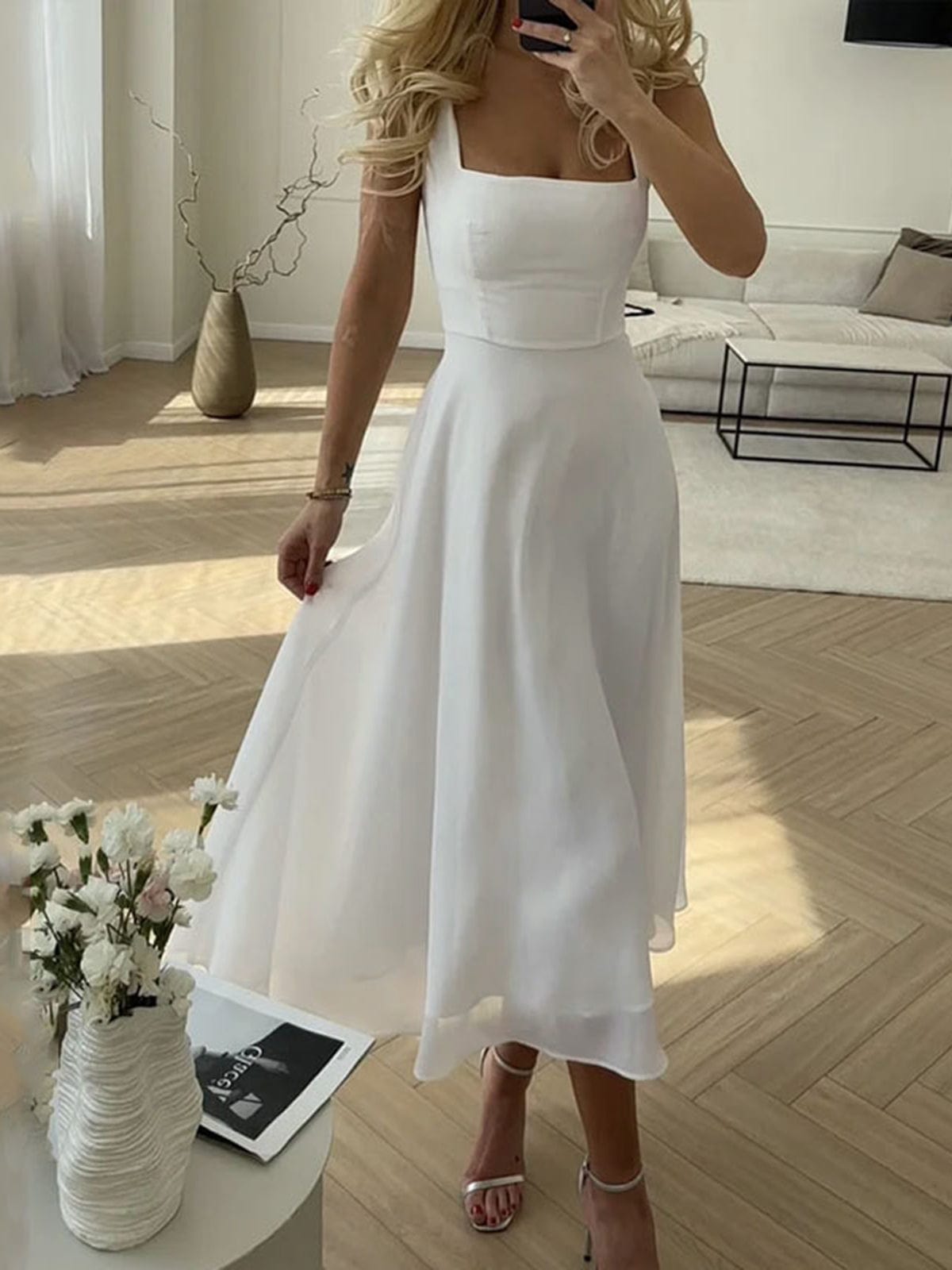 Elegantes Damen Midikleid A-Linie Zeitlos - Norvielle