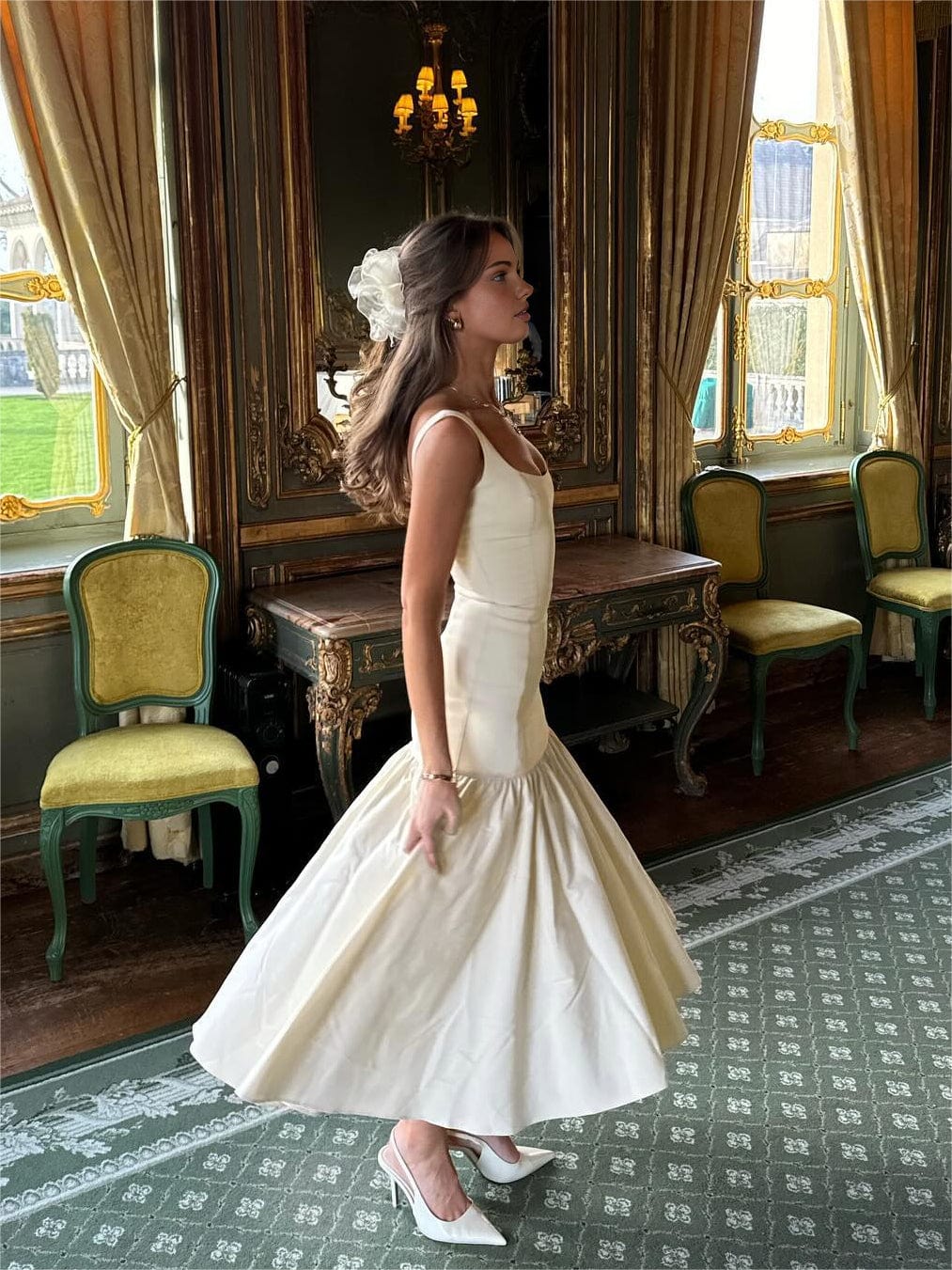 Elegantes Damen Maxikleid Rüschen Abendkleid