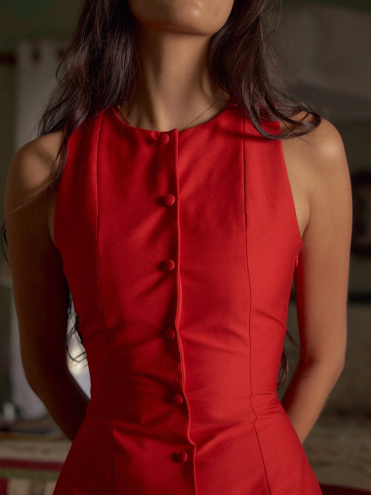 Damen Sommerkleid Ärmellos Baumwoll