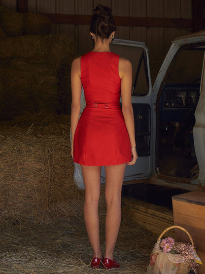 Damen Sommerkleid Ärmellos Baumwoll