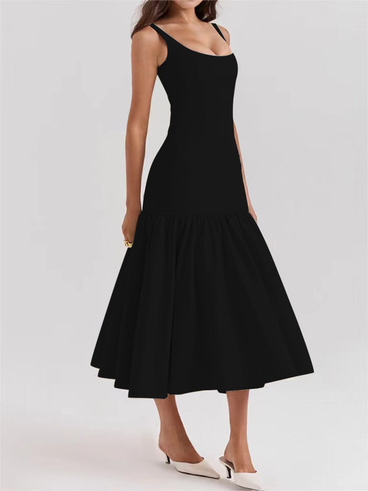 Elegantes Damen Maxikleid Rüschen Abendkleid