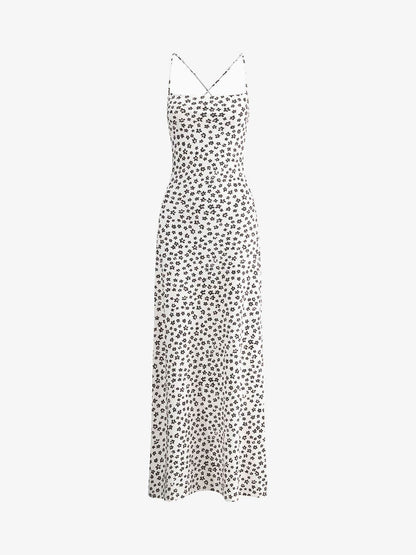Damen Blumenkleid Spaghettiträger Elegant Rosa