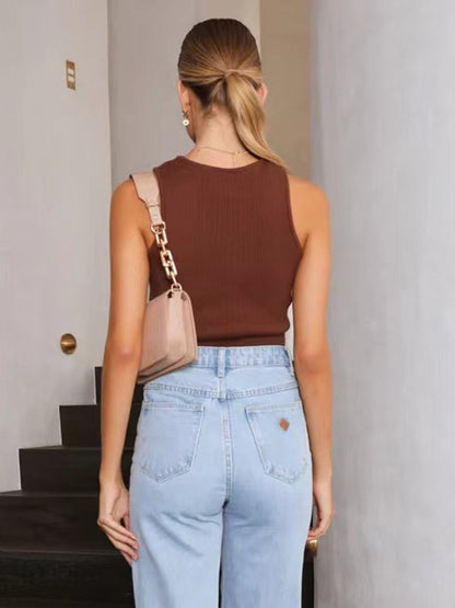 Damen Ärmelloses Tanktop Bodycon Rib