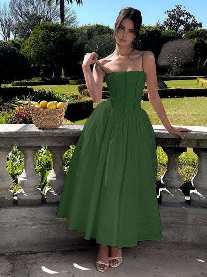 Damen Sommerkleid Midi Länge Partykleid