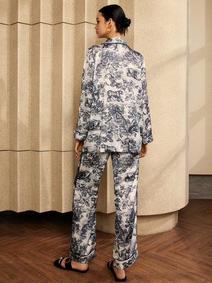 Damen Pyjama Zweiteiler Seide Trendy