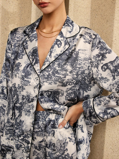 Damen Pyjama Zweiteiler Seide Trendy
