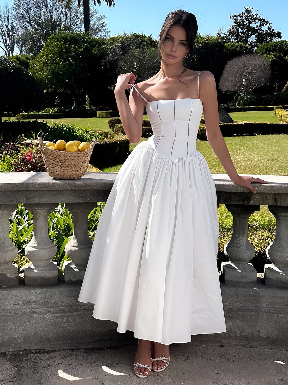 Damen Sommerkleid Midi Länge Partykleid