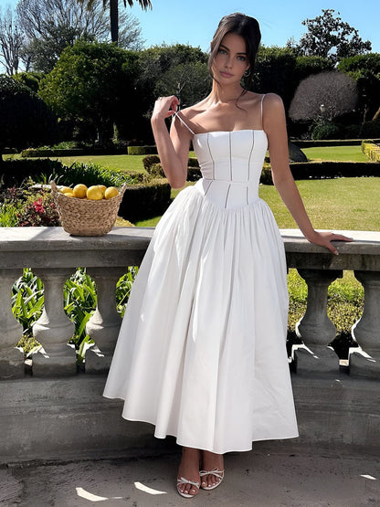 Damen Sommerkleid Midi Länge Partykleid
