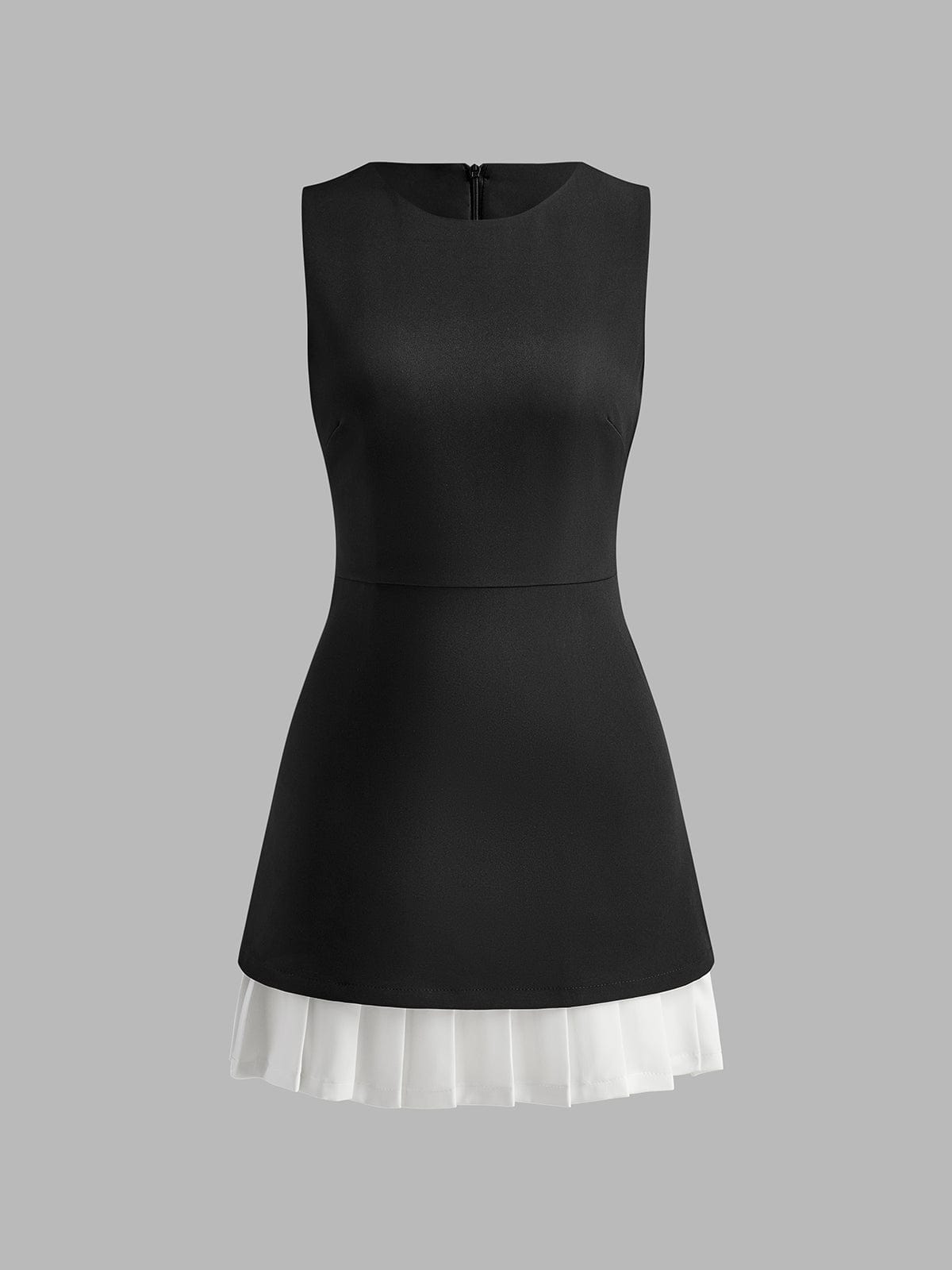 Damen Ärmelloses Midikleid Plissee Elegantes Kleid