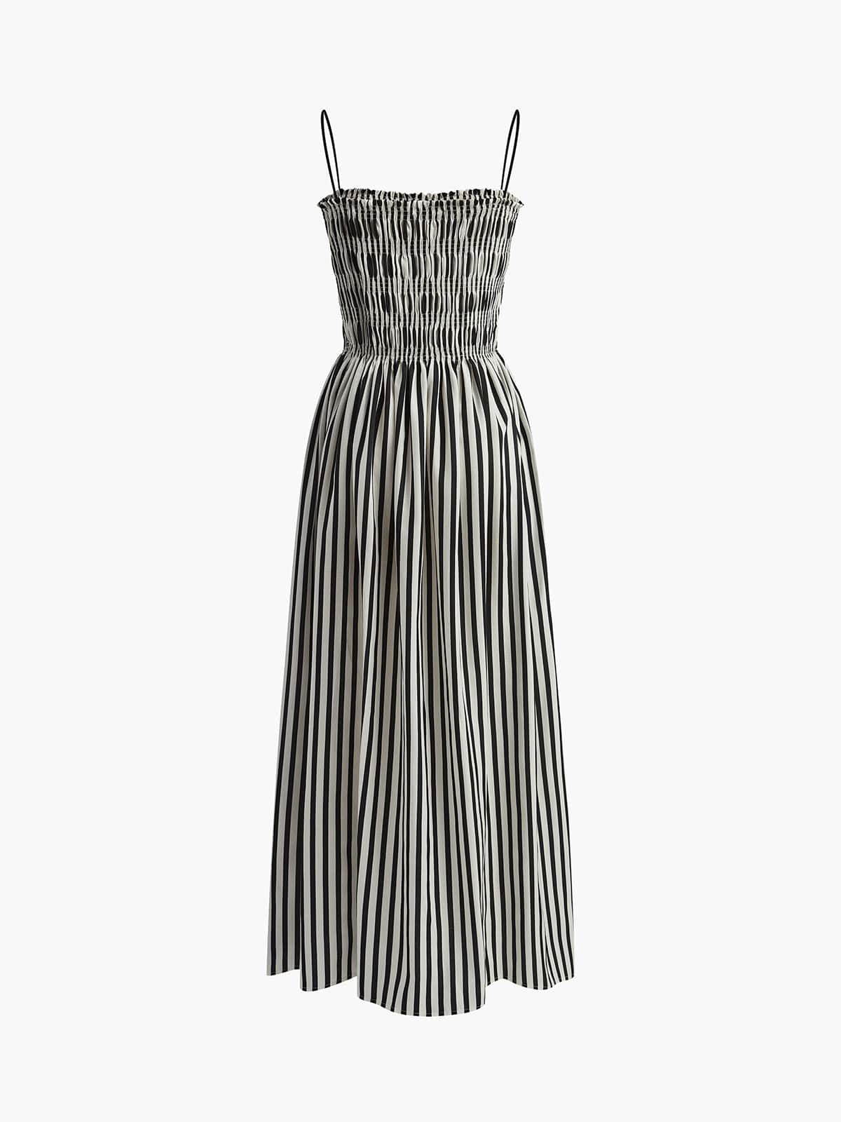 Elegantes Damen-Sommerkleid Streifenmuster Smock-