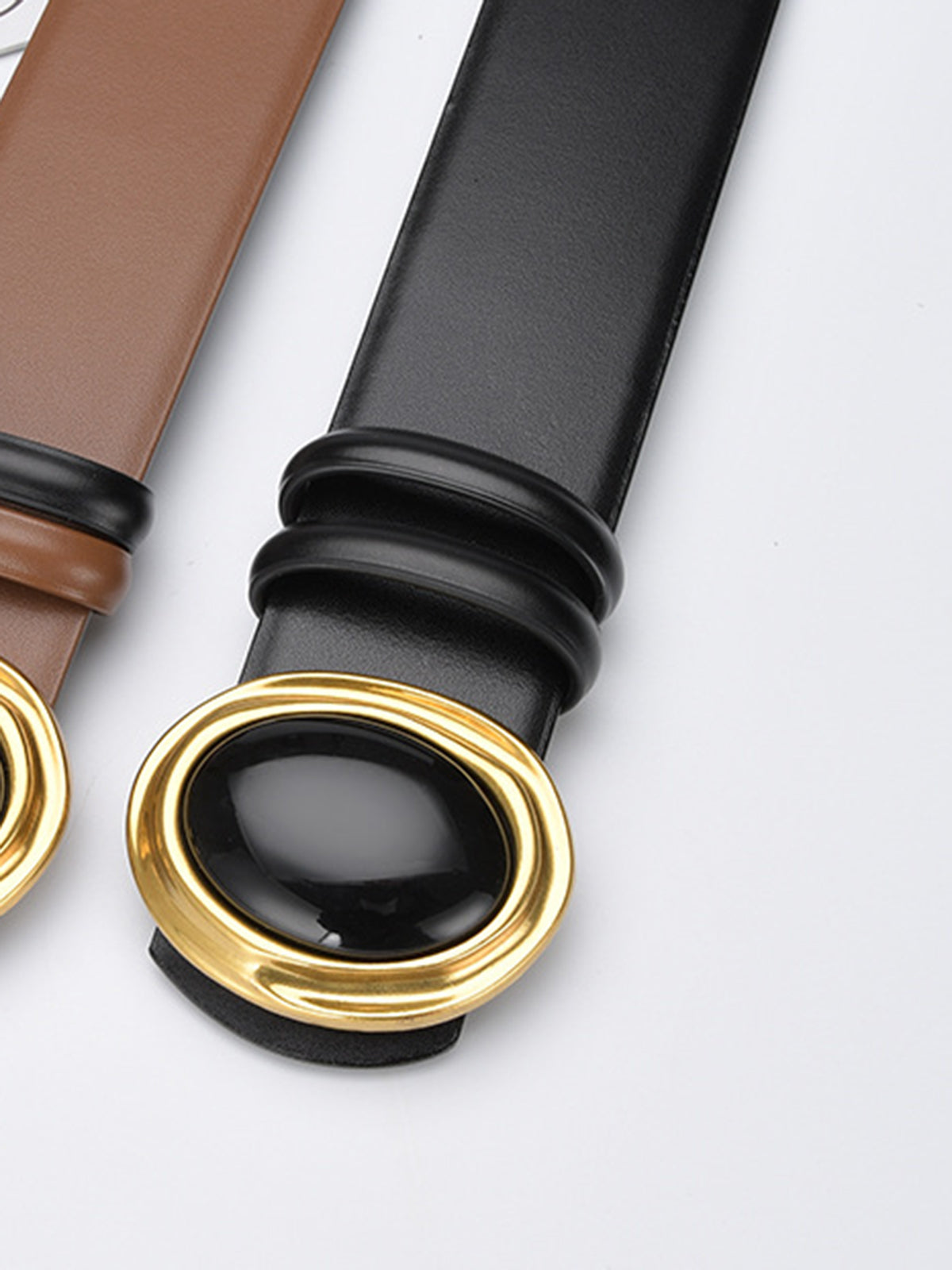 Eleganter Leder-Gürtel Goldene Schnalle Unisex