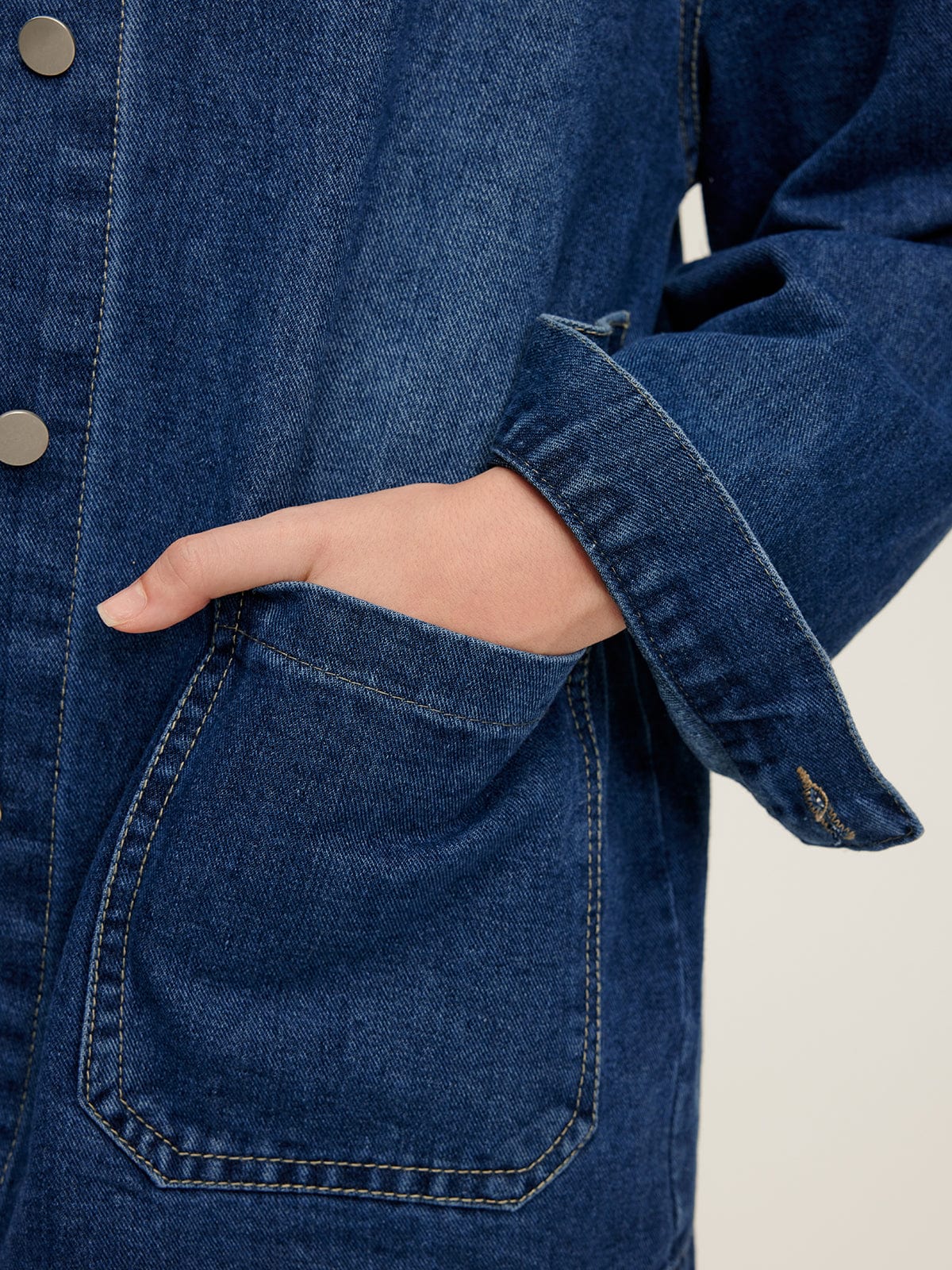 Damen Oversized Denimjacke Lässig Blau