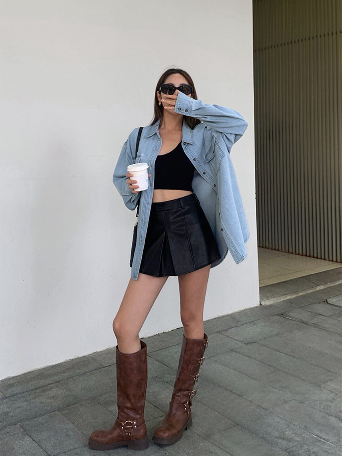 Damen Oversize Jeansbluse Komfortbluse Modern