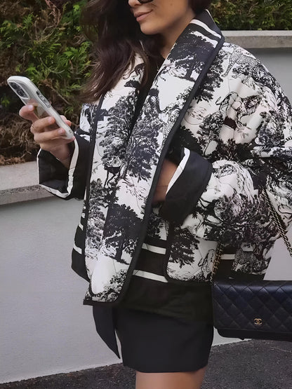 Damen Sommerjacke Leichter Print Eleganz