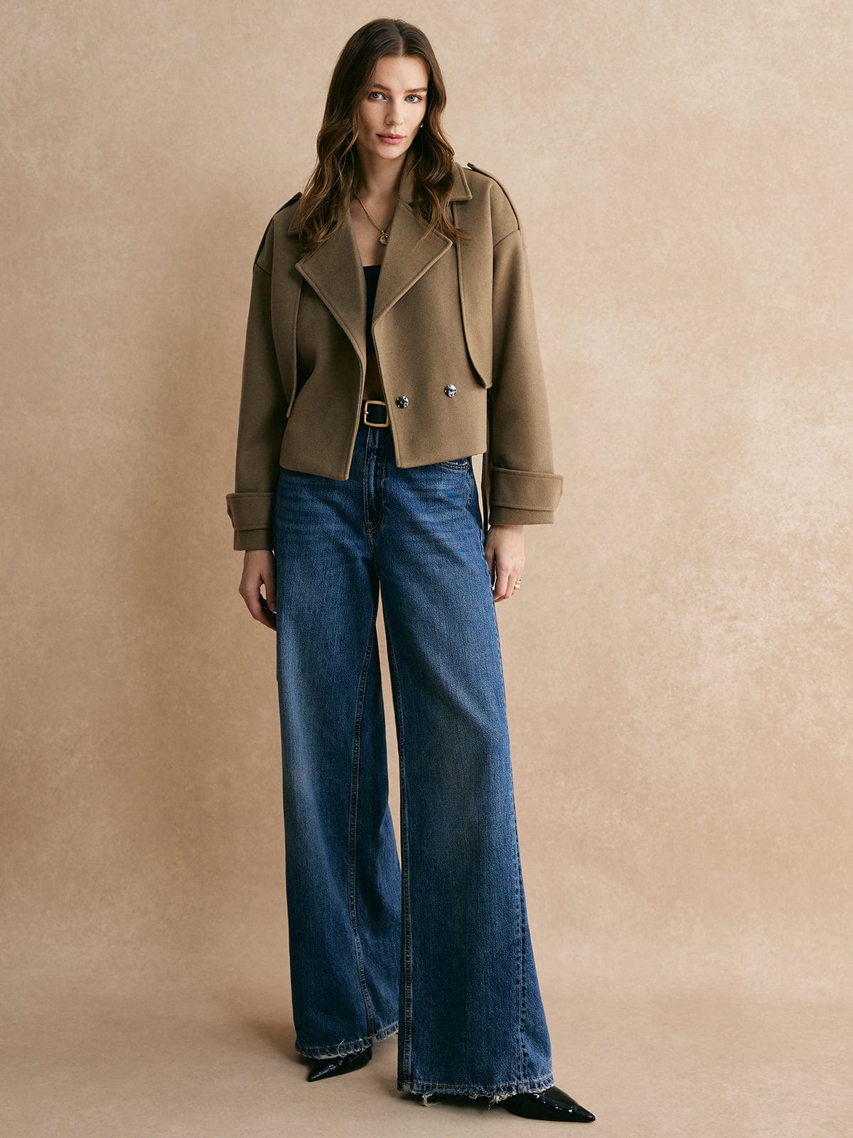 Damen Kurzblazer Khaki Modern Eleganz