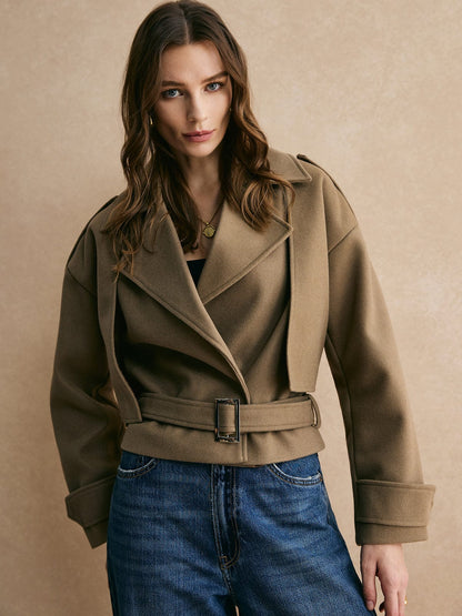 Damen Kurzblazer Khaki Modern Eleganz