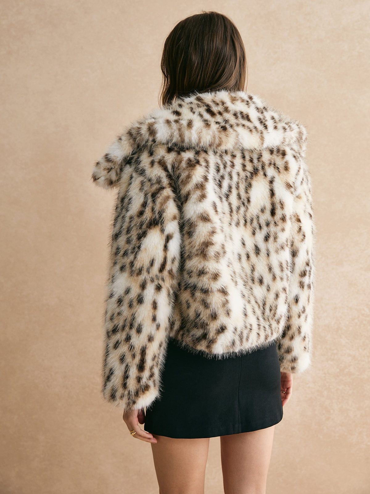 Damen Leopardenjacke Kunstfell Mantel