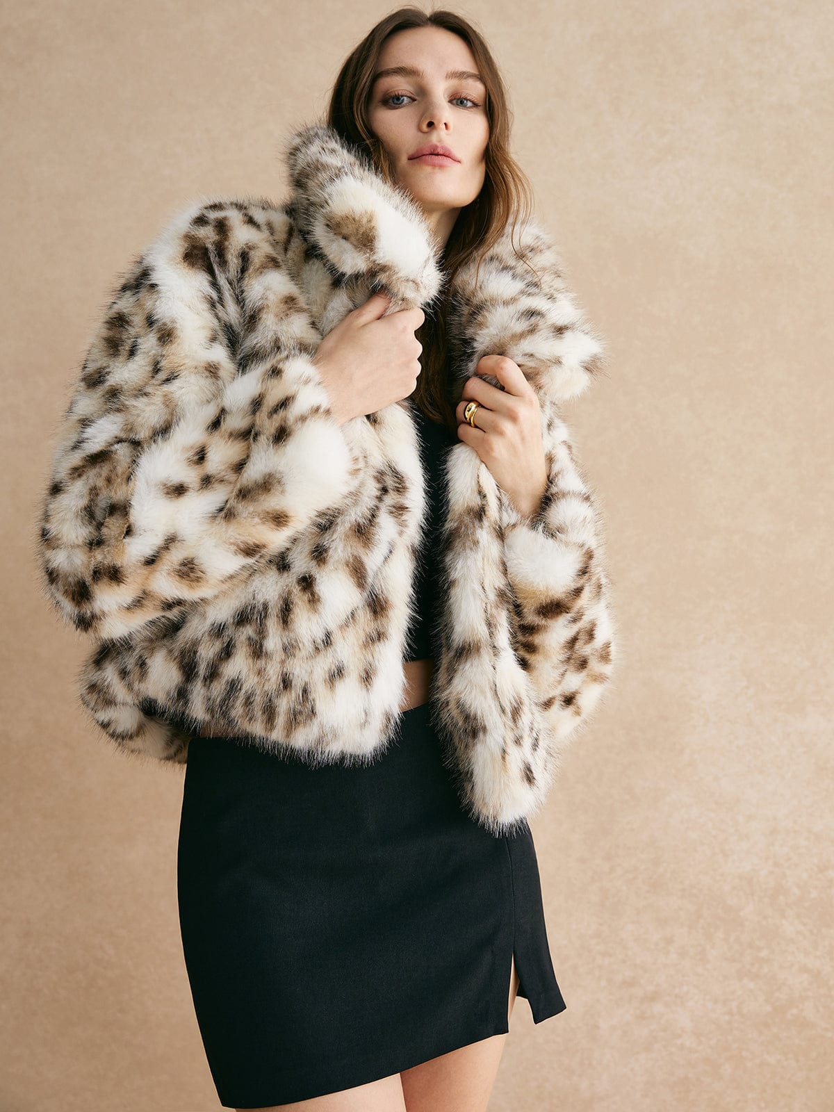 Damen Leopardenjacke Kunstfell Mantel - Norvielle