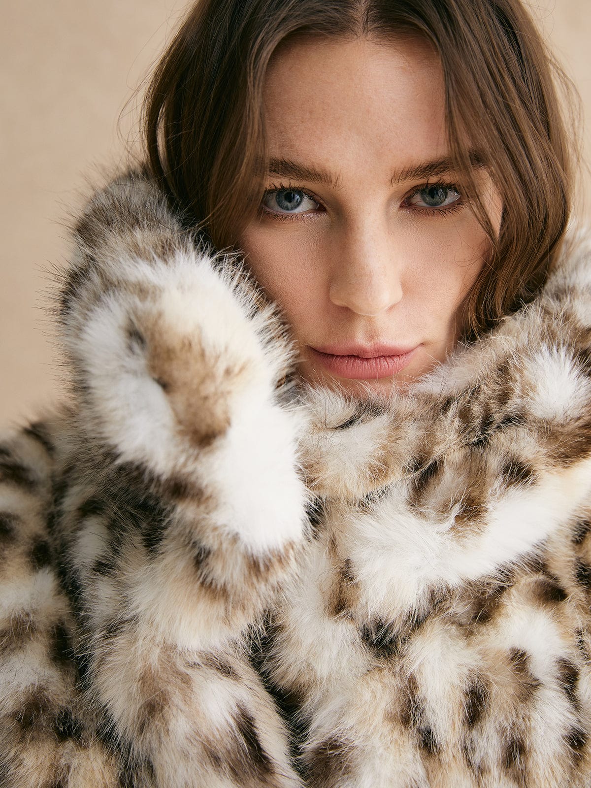 Damen Leopardenjacke Kunstfell Mantel