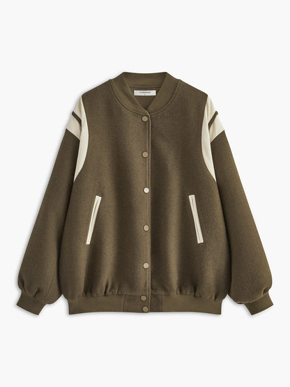 Damen Retro Varsity Jacke Lässig Gestreift