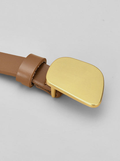 Damen Gürtel Goldknopf Elegantes Leder