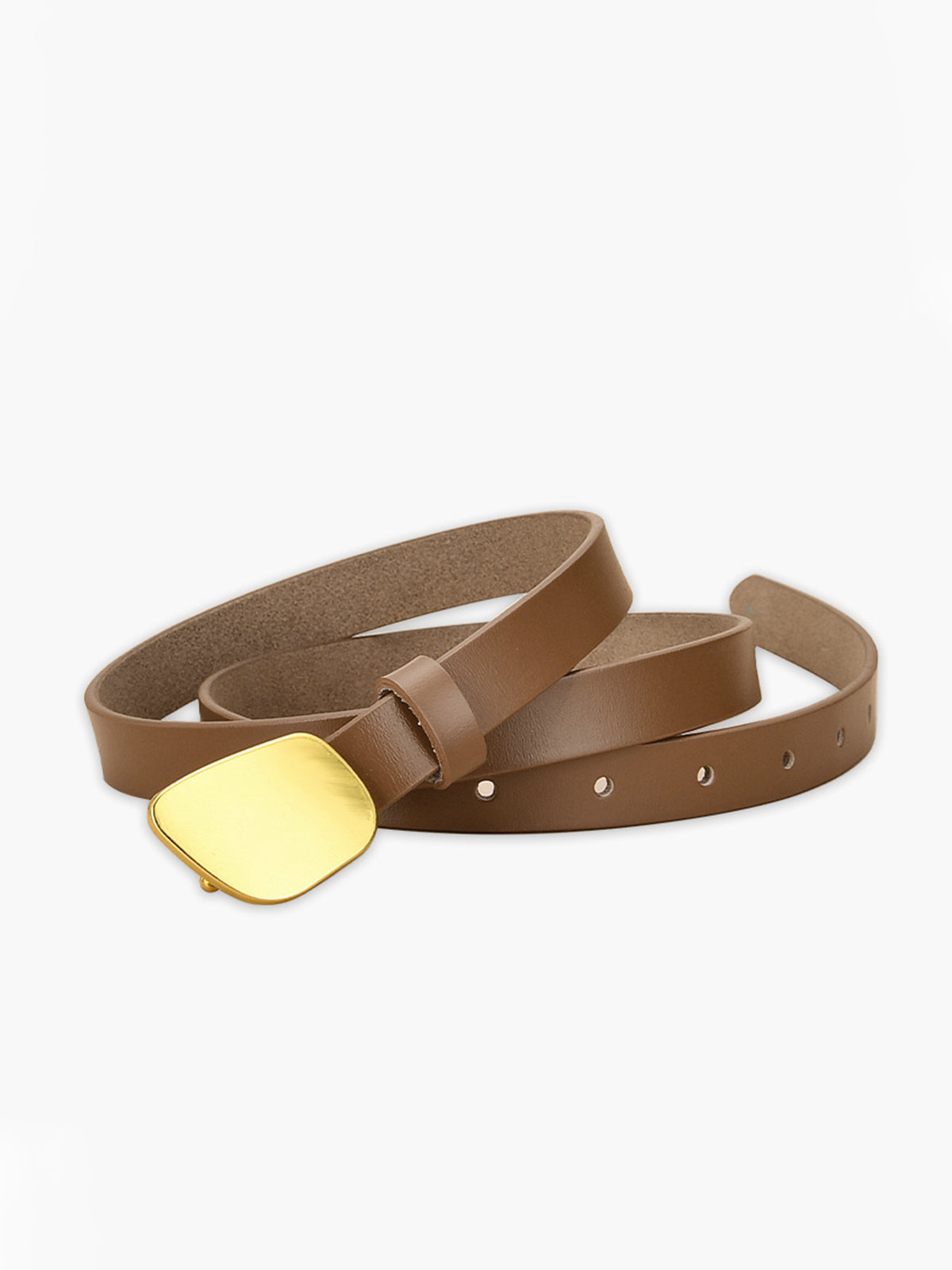 Damen Gürtel Goldknopf Elegantes Leder