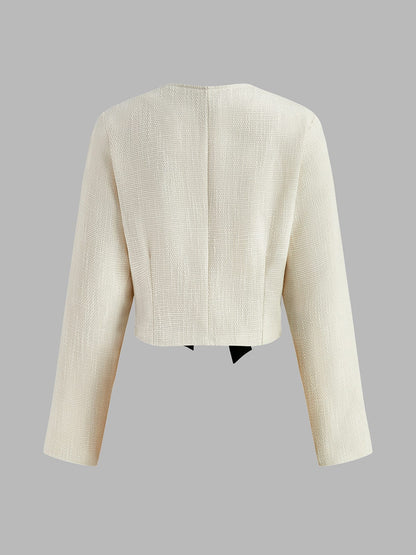 Damen Blazer Elegant Satin mit en Schleifen