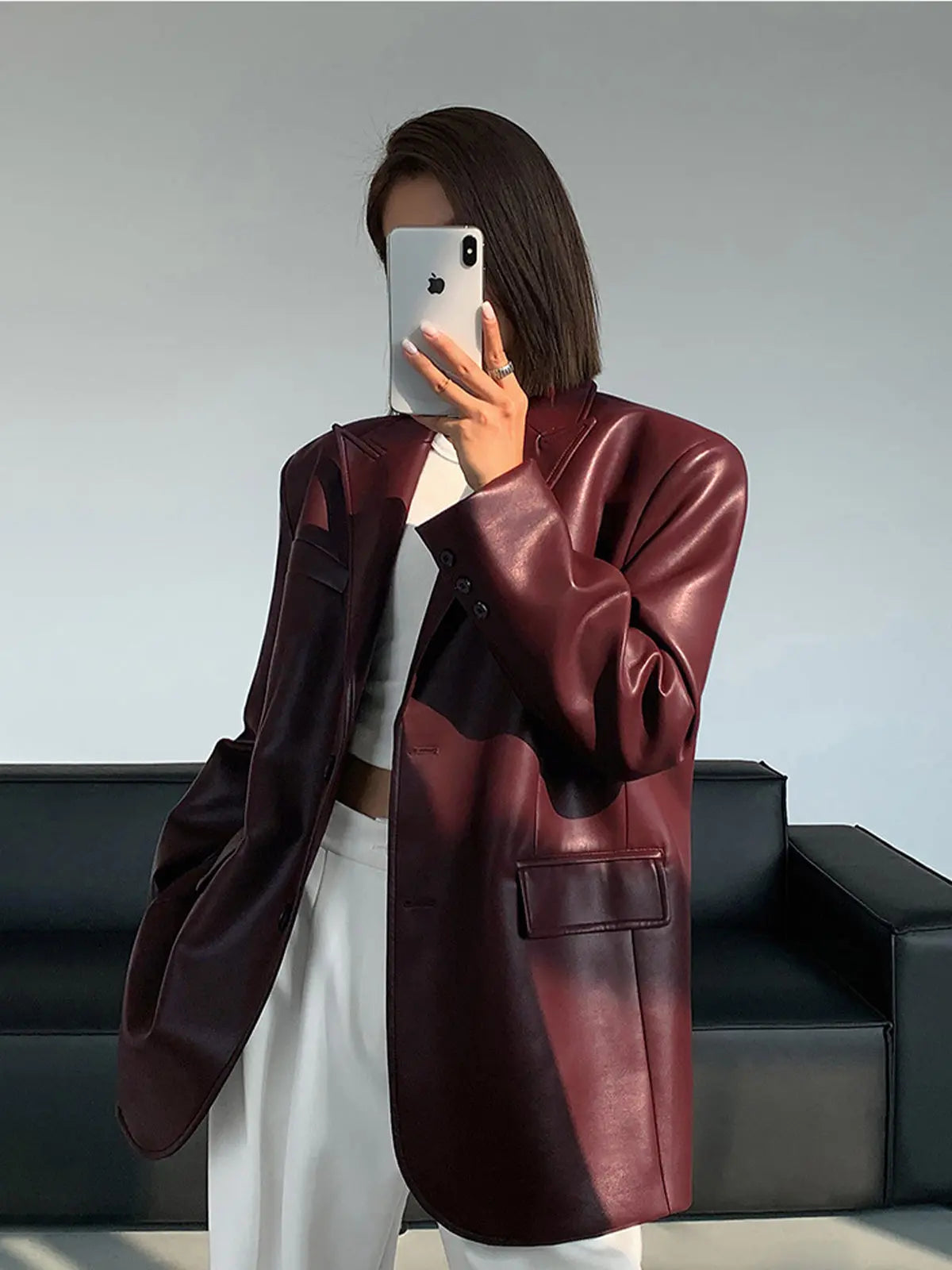 Sarah | Lederblazer mit Taschen und Detail Zendoo.de