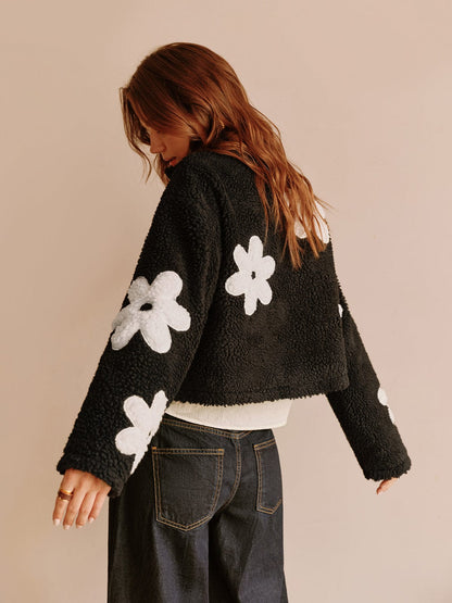 Damen Frühjahrsteddyjacke Blumenmuster
