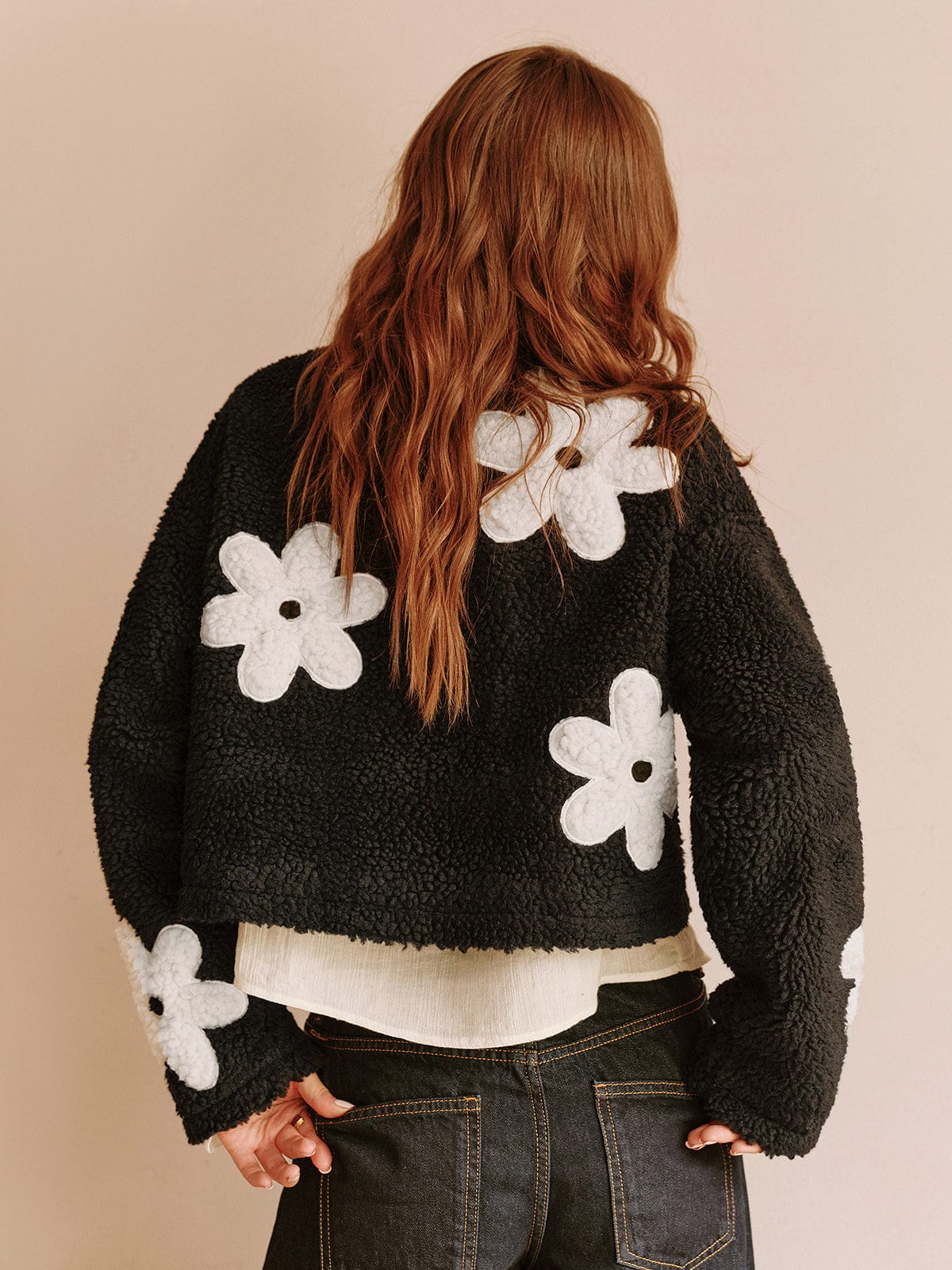 Damen Frühjahrsteddyjacke Blumenmuster