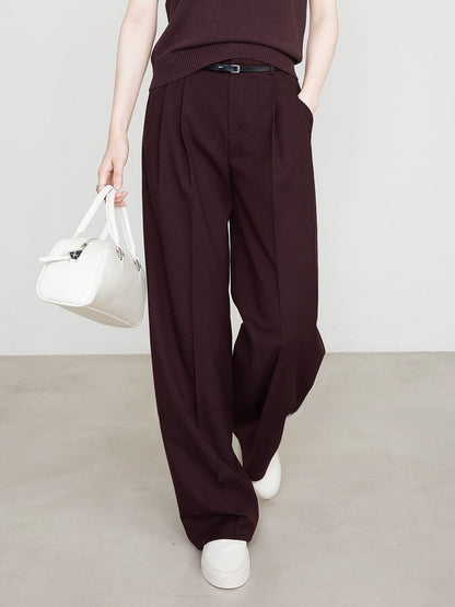 Damen Chino Hosen Bequem Bordeaux