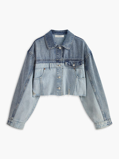 Damen Cropped Jeansjacke Lässiger Stil - Norvielle