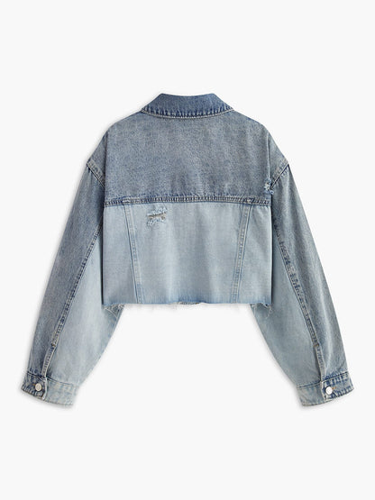 Damen Cropped Jeansjacke Lässiger Stil