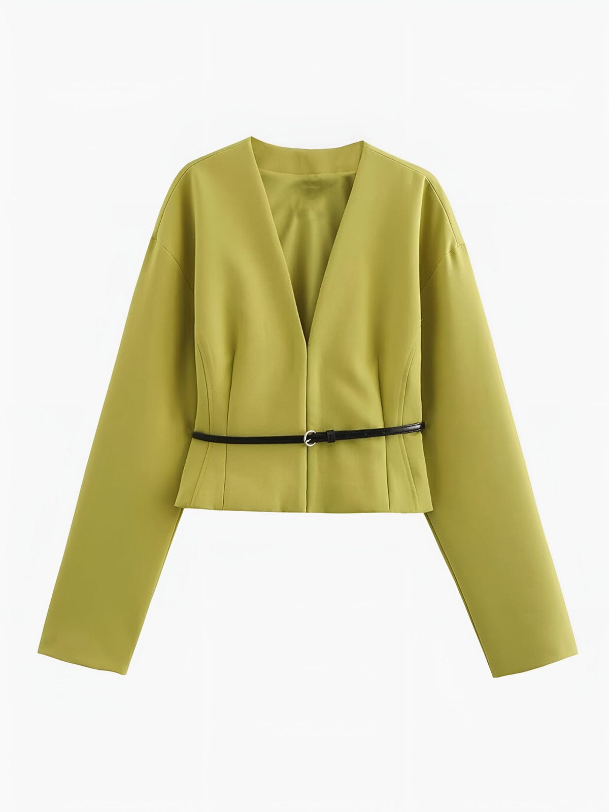 Damen Slim Fit Blazer V-Ausschnitt Mit Gürtel - Norvielle