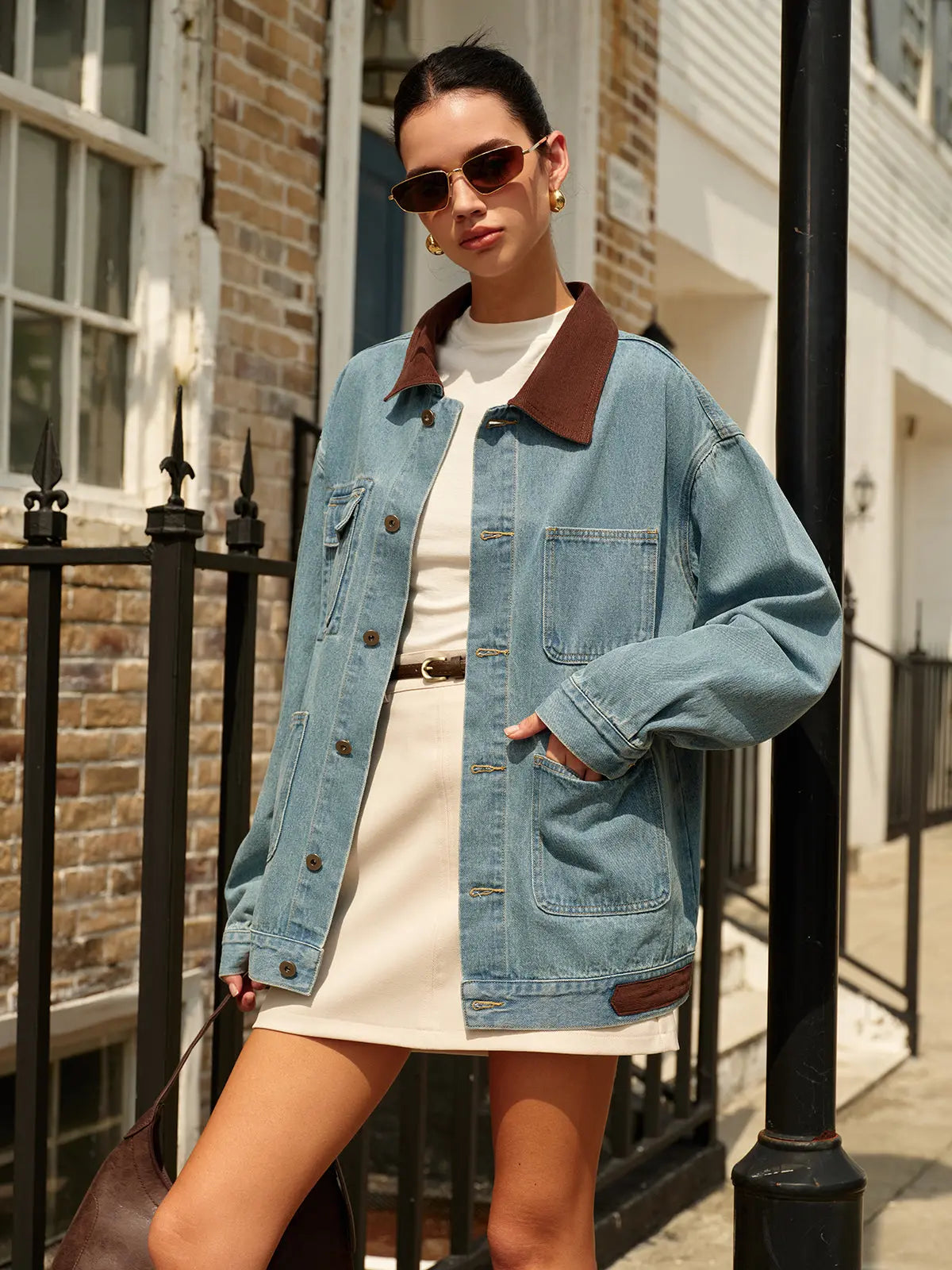 Damen Jeansjacke Moderner Kontrast-Stil - Norvielle
