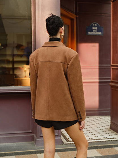 Damen Wildlederblazer Braun Lässig Modern
