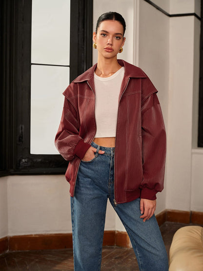 Damenjacke Bordeauxrot Sportlich Elegant - Norvielle